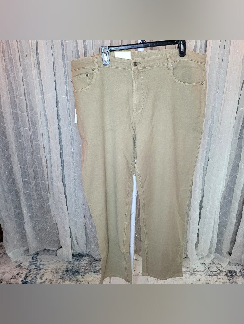 32 Degrees Cool Mens Sweatpant Jeans 44 Khaki Tan Stretch Slim Straight Chino